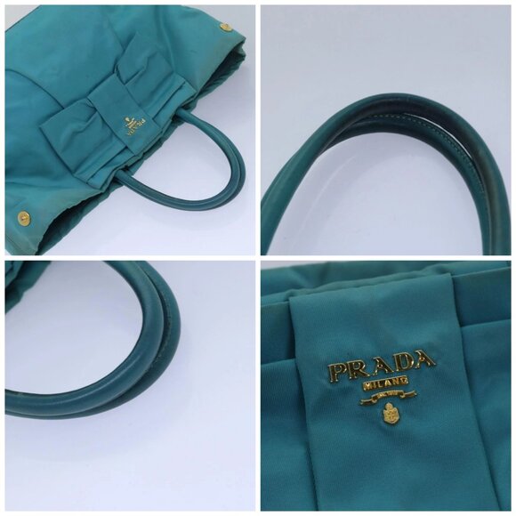 PRADA Hand Bag Nylon Turquoise Blue Auth 81466 - Picture 16 of 16
